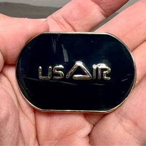VTG USAirways US AIR Small 2” Navy Blue & Gold Enamel Belt Buckle Aviation